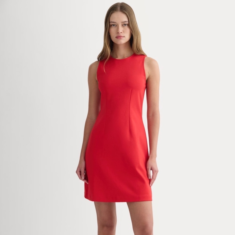 NWT Everlane ‘The Dream 90’s Shift Dress’ Organic Cotton Classic Red